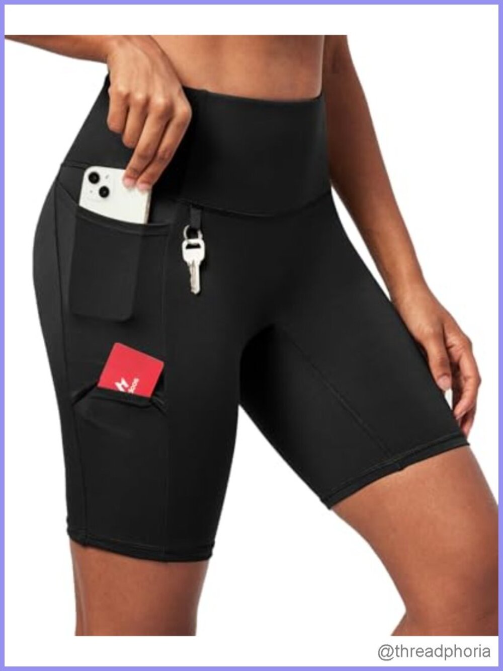 Women's High Waisted Biker Shorts with Pockets 4-Way Stretch UPF 50+ No Front